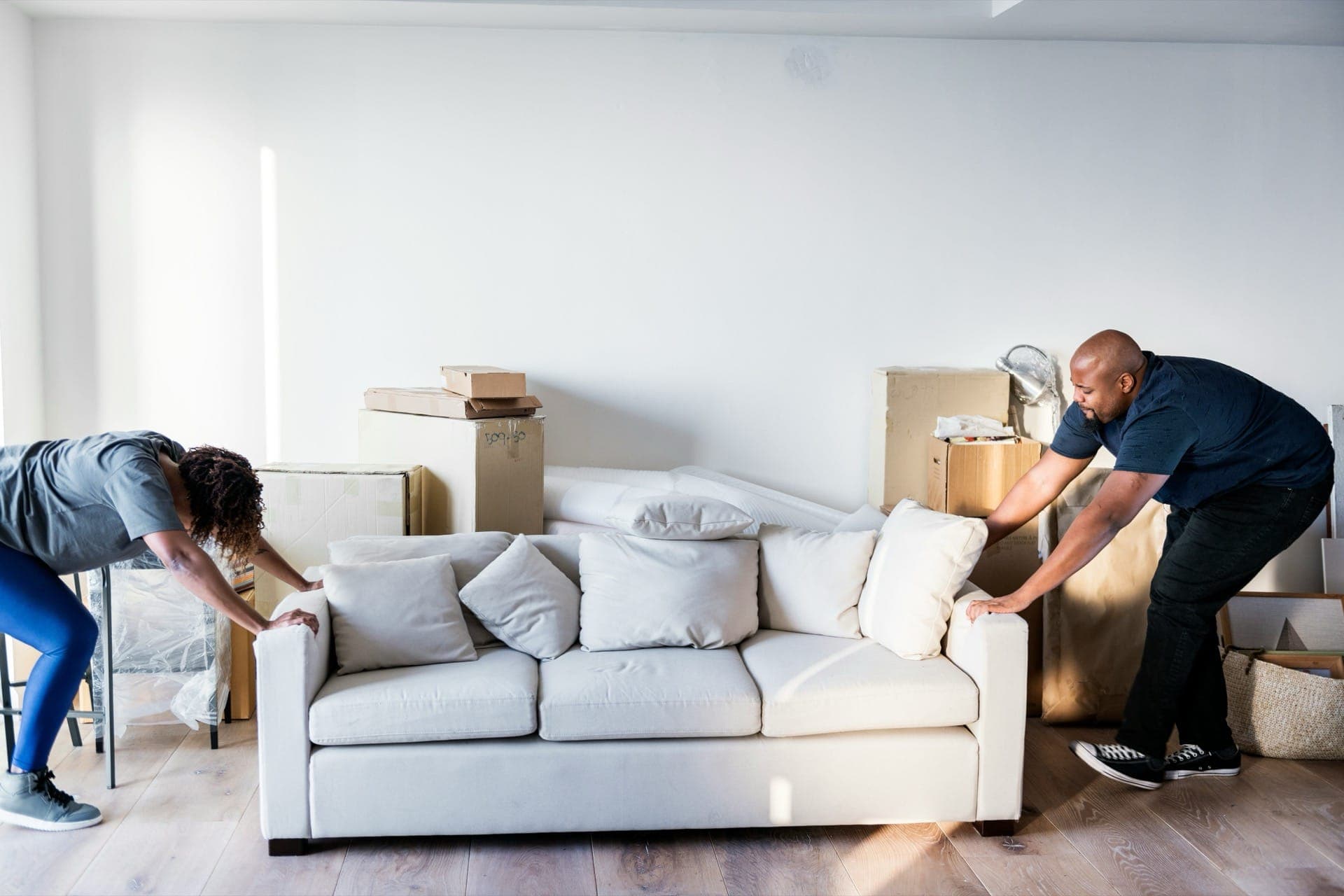 Couple moving into new home