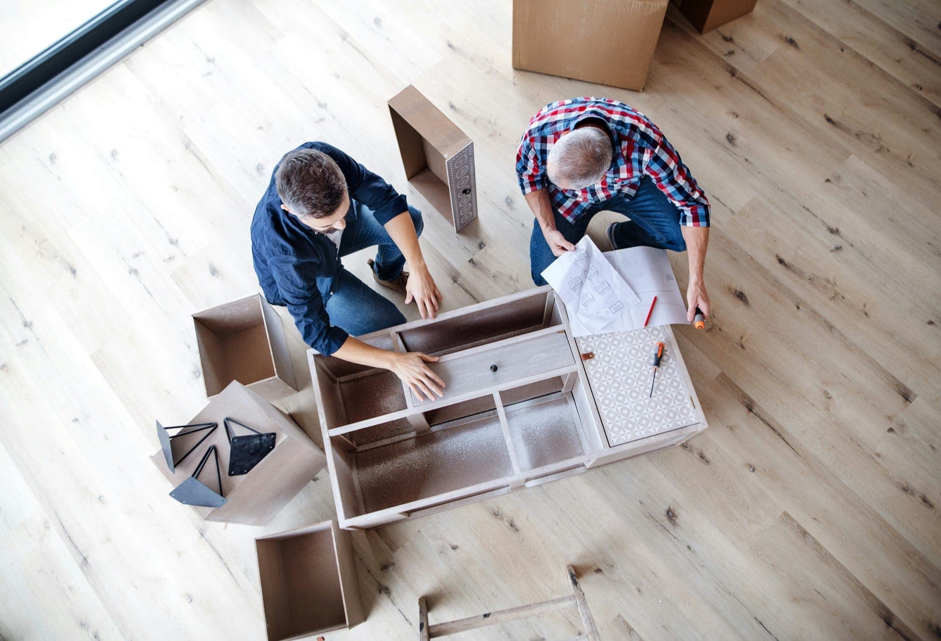 Couple reviewing house plans