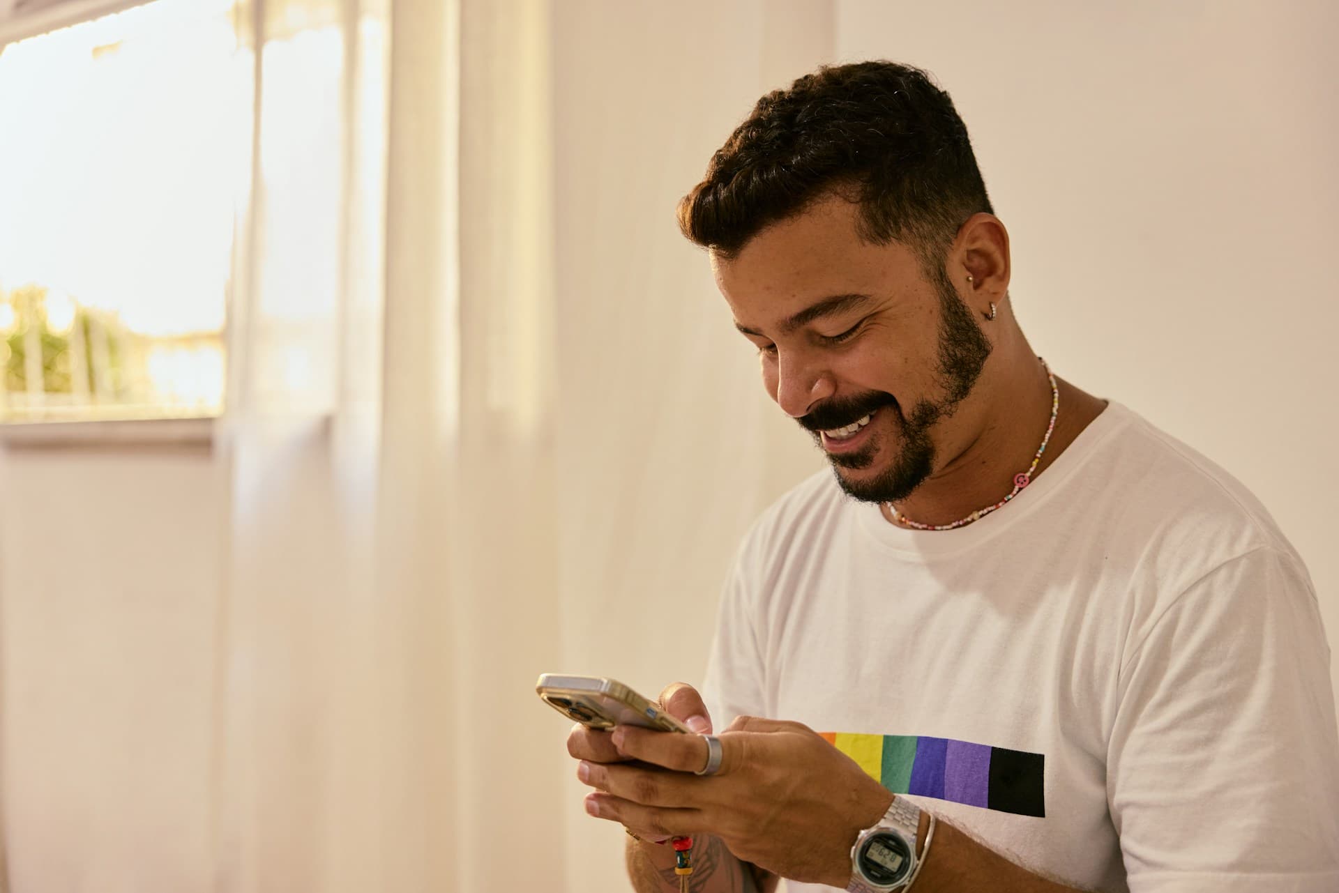 Man using phone for mortgage application