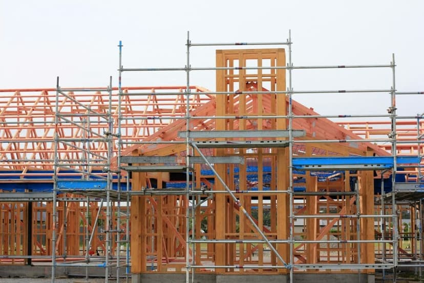 Beautiful new home construction project in Columbus Ohio - modern house being built with professional construction team