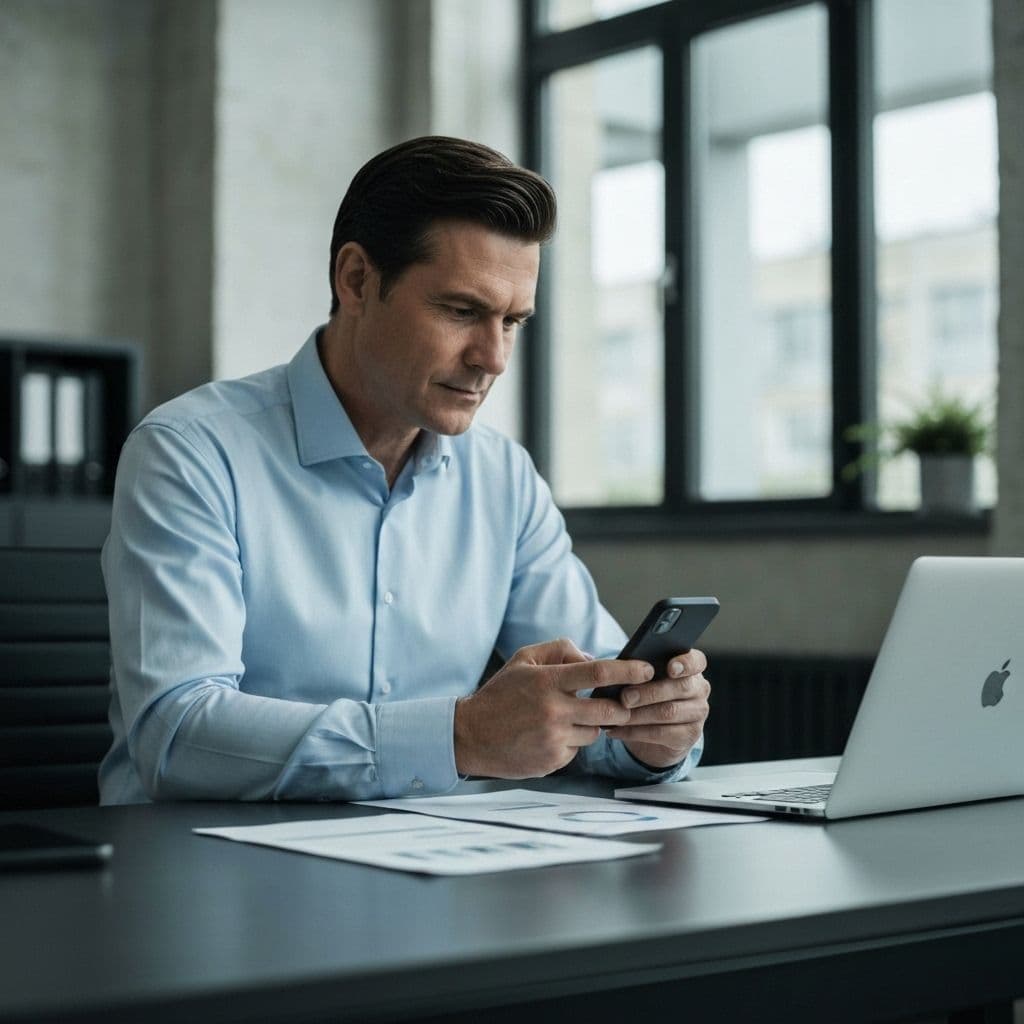 Professional using smartphone